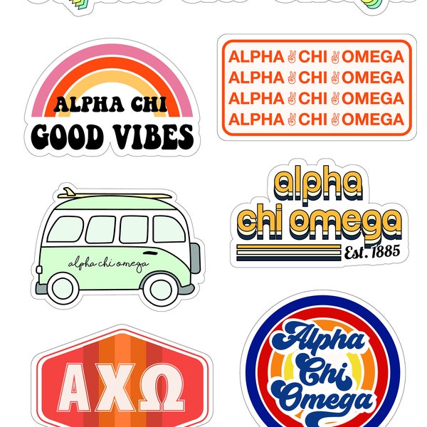 Alpha Chi Omega Retro Sticker Sheet