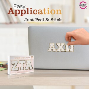 Delta Gamma Sorority Chenille Letter Stickers Stick on Set of Greek