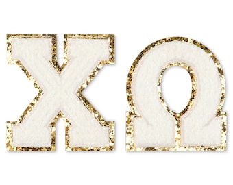 Chi Omega Sorority Chenille Letter Stickers - Stick On - Set of Greek Letters