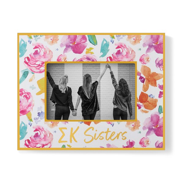 Sigma Kappa Sisters Gold Leaf Wooden Floral Picture Frame