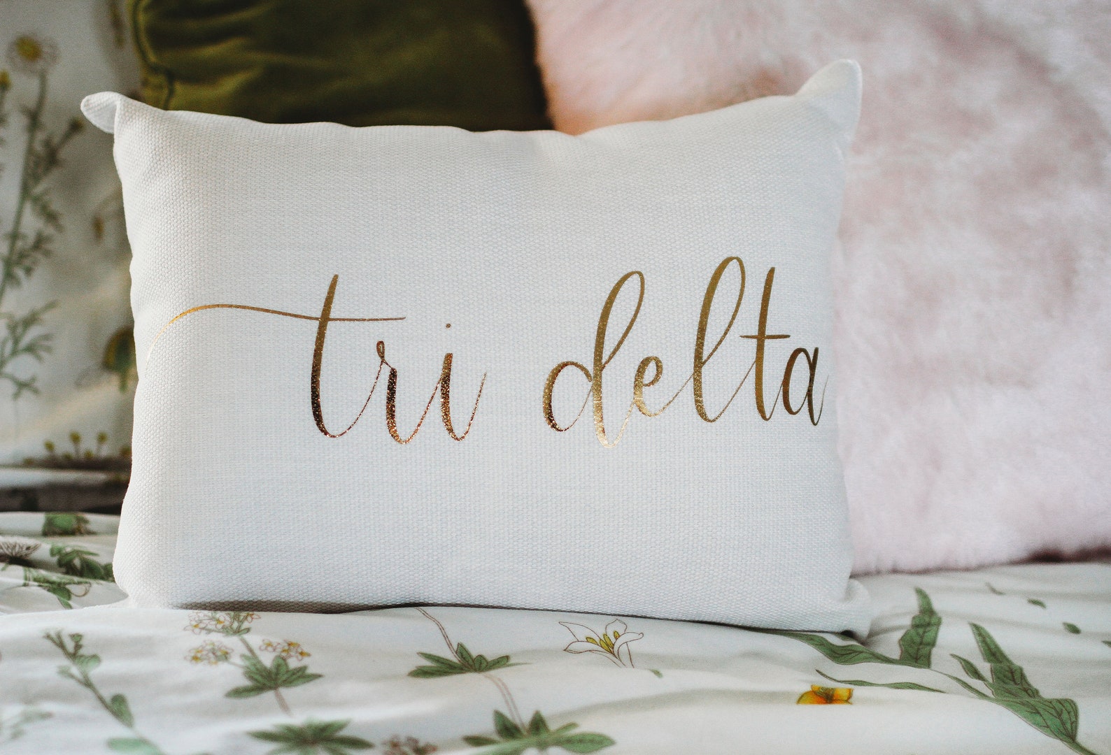 Tri Delta Pillows script or Retro Etsy