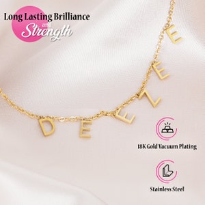Tri Delta Name Letter Pendant Necklace 18k Gold Plated Sorority Gift image 3