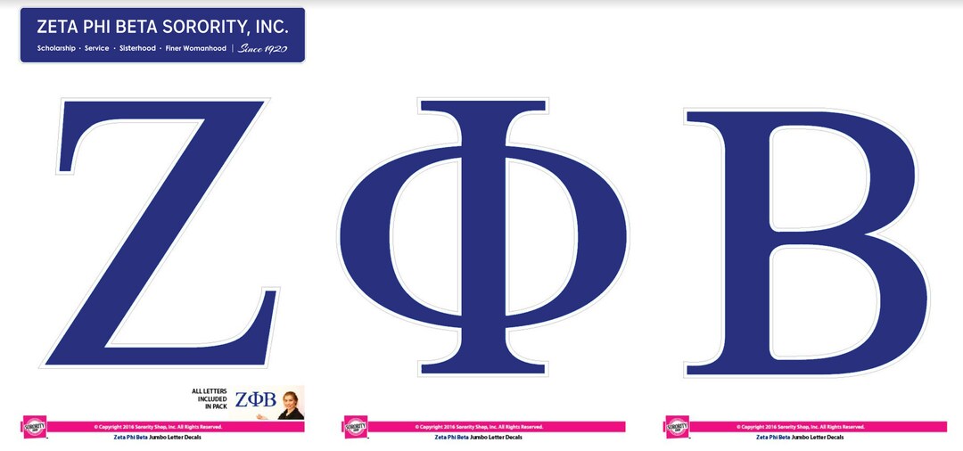 Zeta Phi Beta Stickers Jumbo Letter Decals Etsy