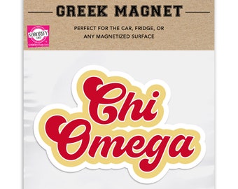 Chi Omega Retro Sorority Car Magnet Set of 2 Removable No Residue All Weather Magnets