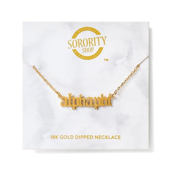 Alpha Phi Name Old English Sorority Necklace