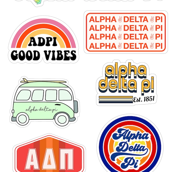 Alpha Delta Pi Retro Sticker Sheet