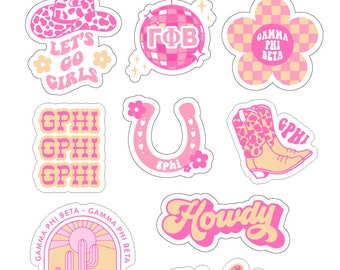 Gamma Phi Beta Disco Western Sticker Sheet