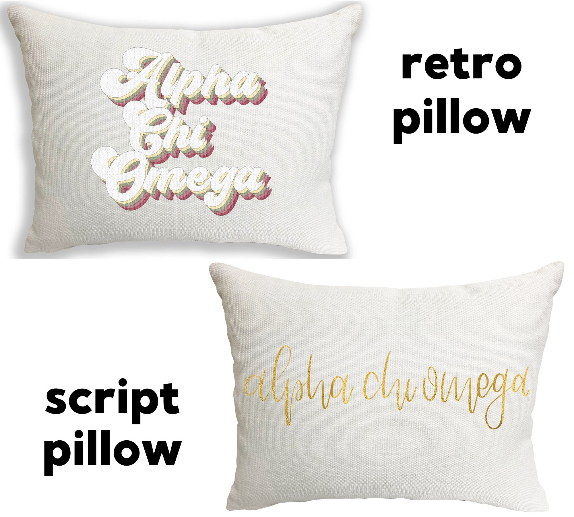 Alpha Chi Omega Pillows Script or Retro | Etsy