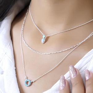 Turquoise Layered Necklace: Sterling Silver Boho Multi Strand Jewelry