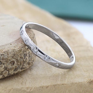 Dainty CZ Sterling Silver Stacking Ring: Minimalist Band