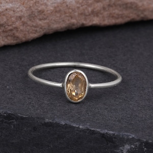 Natural Citrine Ring: Oval Gemstone, 925 Sterling Silver, November Birthstone