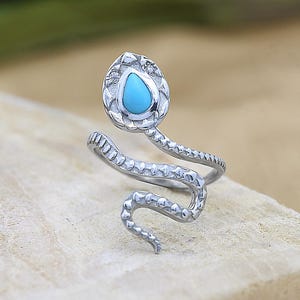 Türkisfarbener Schlangenring, auffälliger Schmuck aus Sterlingsilber mit Schlangenmotiv – ein ideales Geschenk für Frauen
