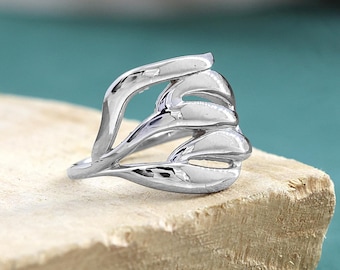 Chunky Silver Multi Layer Ring - Handmade Boho Adjustable Ring