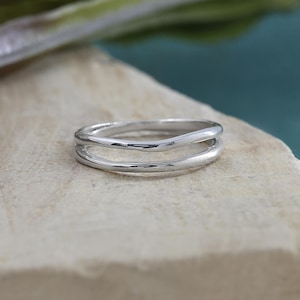 Sterling Silver Double Band Ring: Minimalist Stacking Jewelry