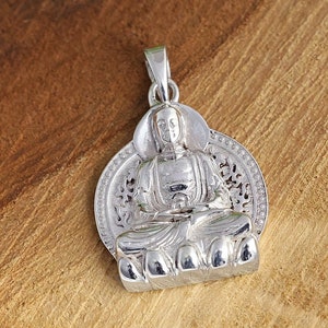 Silver Buddha Pendant, Sterling Silver Pendant, Pendant of Buddha, Fudo Spiritual Pendant, Handmade Gift, Gift for Her, Pendant With Chain