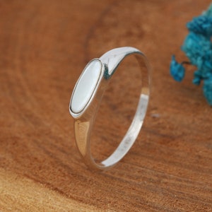 Freshwater Pearl Sterling Silver Ring - Handmade Minimalist Stacking Jewelry