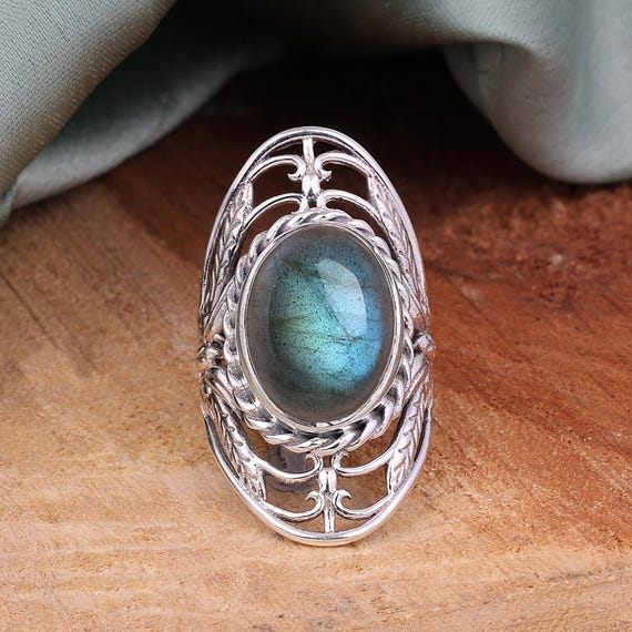 Acquista Gioielli fatti a mano, anello Larimar, pietra preziosa naturale, anello d'argento, regali per lei in Italia a partire da 22