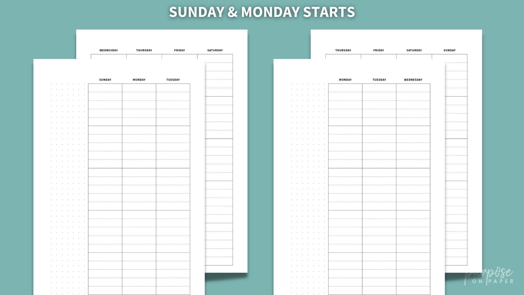 Undated Monthly Planner Printable, Month on Two Pages, Month at a ...