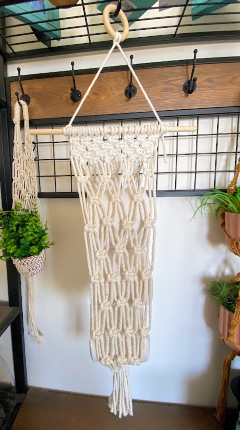 Macramé Toilet Paper Storage Etsy