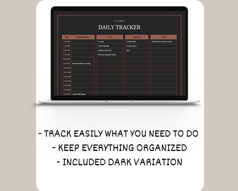 Daily Activity Tracker Excel Template Todo List Excel File Etsy