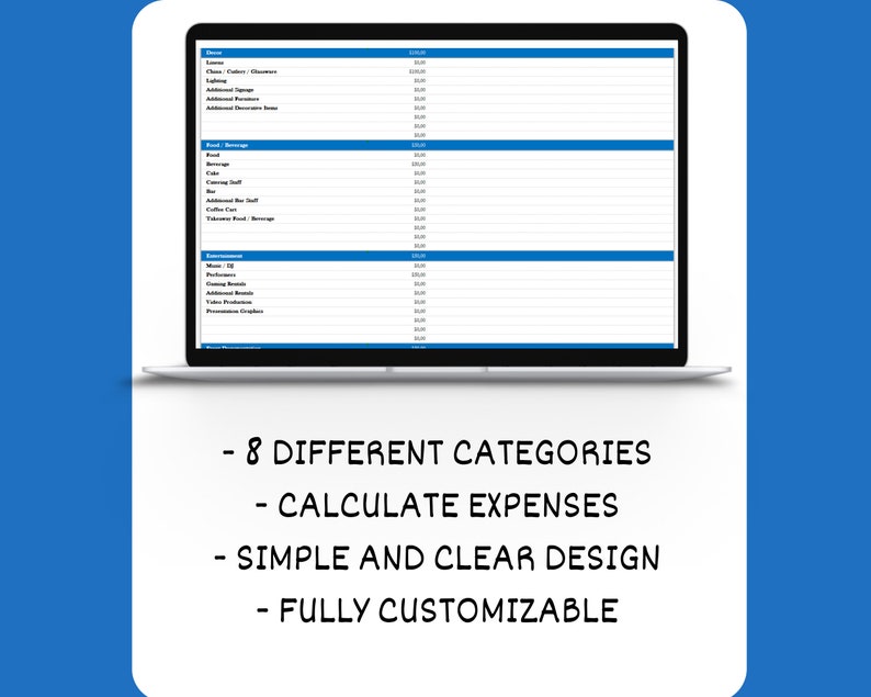 Digital party planner excel template to do list expense etsy