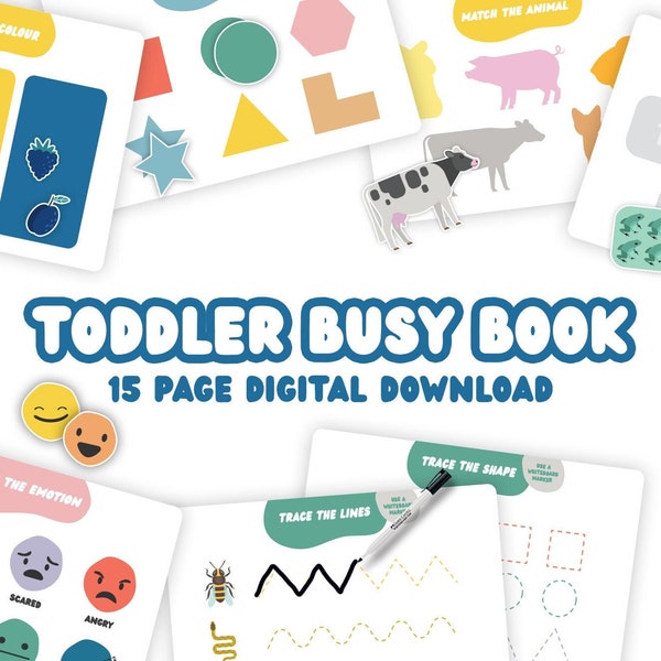 Personalised Toddler Busy Book | Learning Binder 15 Page Digital Download Printable Bubble and Beep