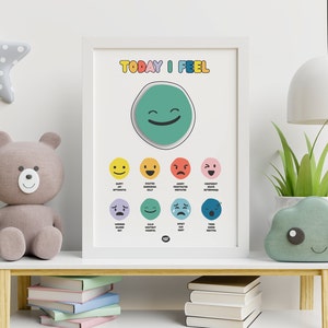 Today I feel poster for toddler calm corner, Toddler emotions and feelings activity, Instant Digital Download Printable