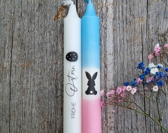 Dip Dye Kerzen / 2er Set / "OSTERN" / Stabkerzen - BUNT, Hase