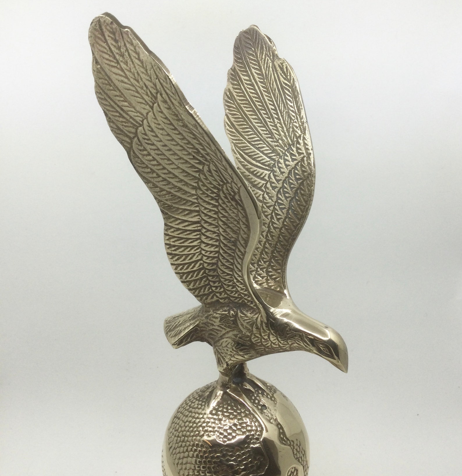Brass Eagle on Globe Etsy