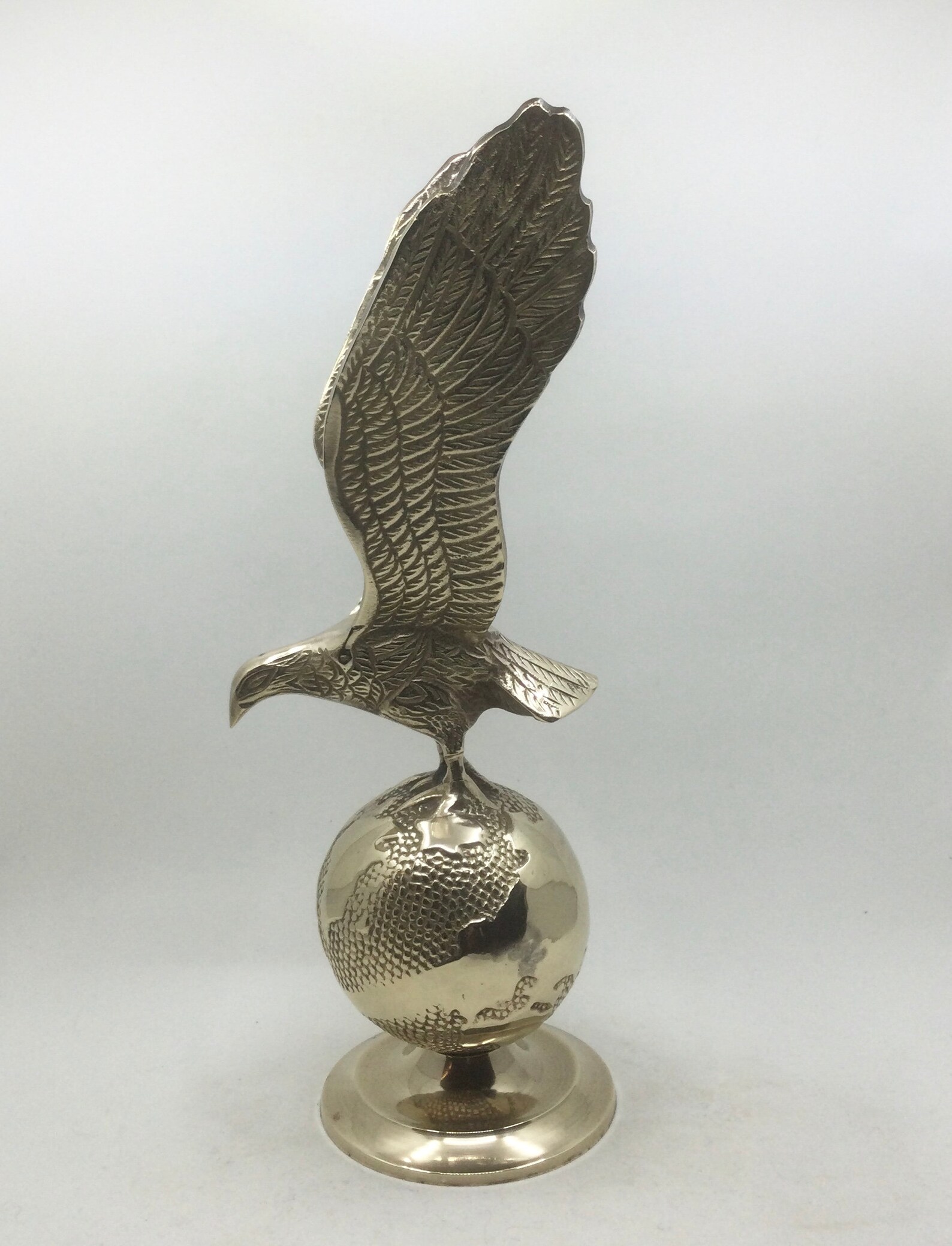 Brass Eagle on Globe Etsy