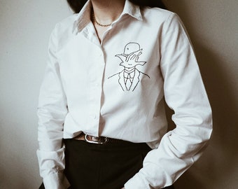 Hand embroidered Magritte white shirt