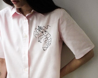 Hand Embroidered Baby-Pink Shirt