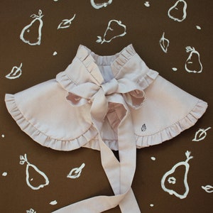 Hand Embroidered powder pink cotton collar jabot image 5