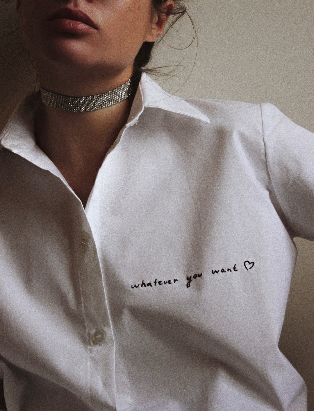 Personalized Hand Embroidered Unisex Shirt in White - Etsy