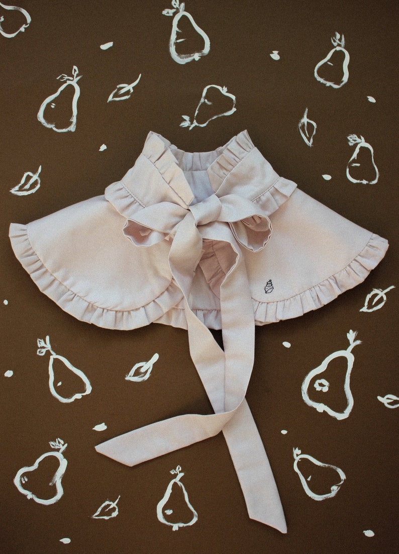 Hand Embroidered powder pink cotton collar jabot image 5