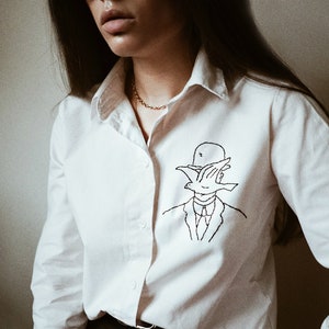 Hand embroidered Magritte white shirt image 2