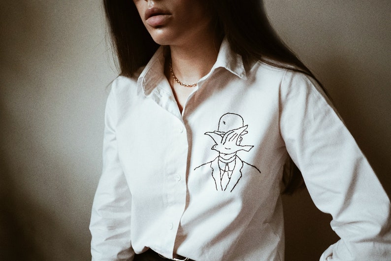 Hand embroidered Magritte white shirt image 2