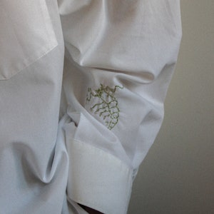 Reworked Vintage Hand Embroidered Unisex Shirt in White image 9