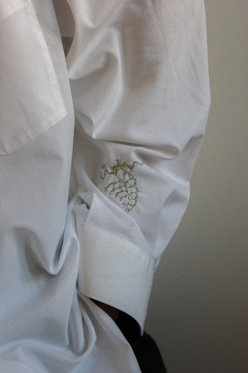 Reworked Vintage Hand Embroidered Unisex Shirt in White image 9