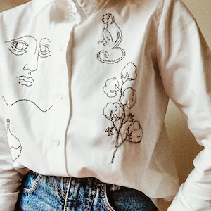 Hand embroidered white shirt image 5