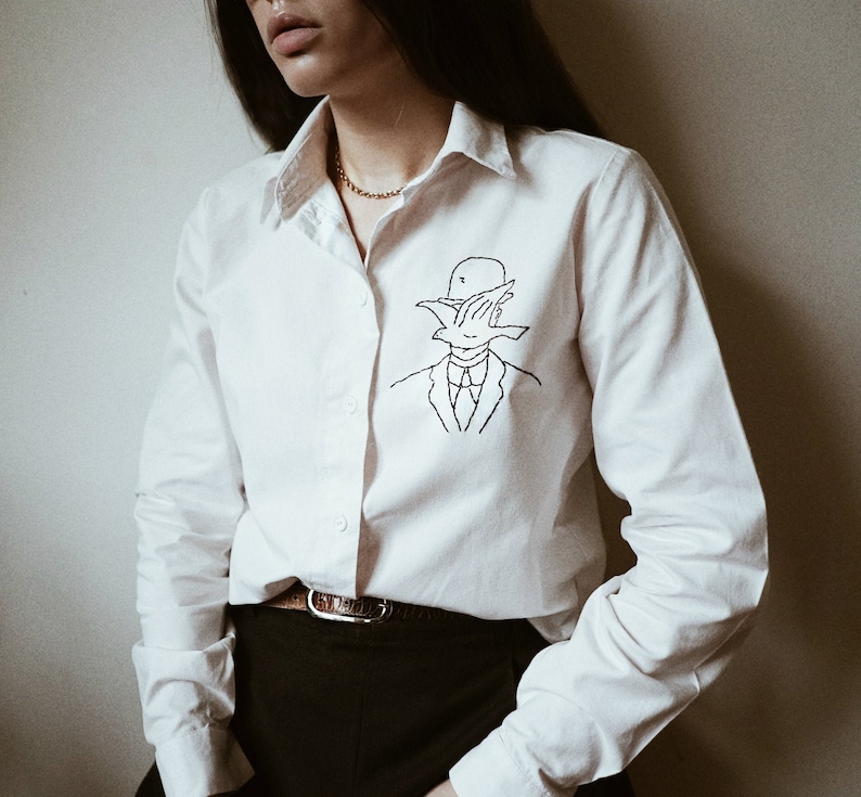 Hand embroidered Magritte white shirt image 1