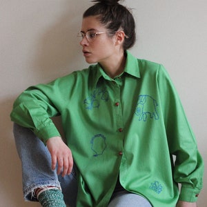 Hand embroidered Moroccan green shirt image 9