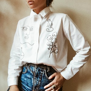 Hand embroidered white shirt image 3