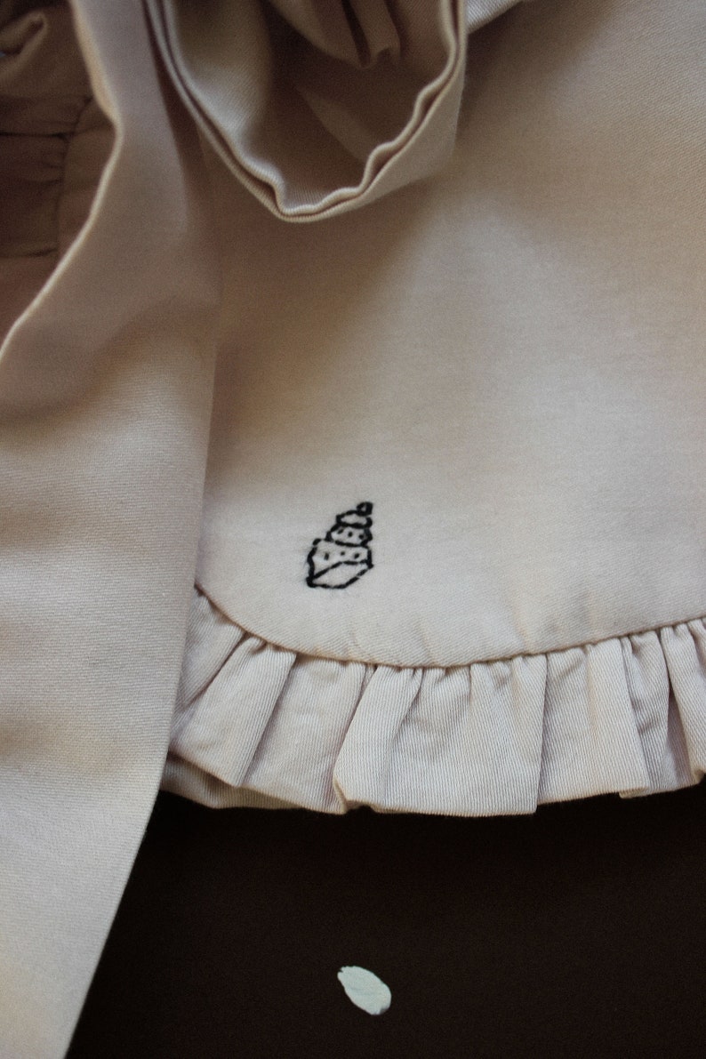 Hand Embroidered powder pink cotton collar jabot image 4