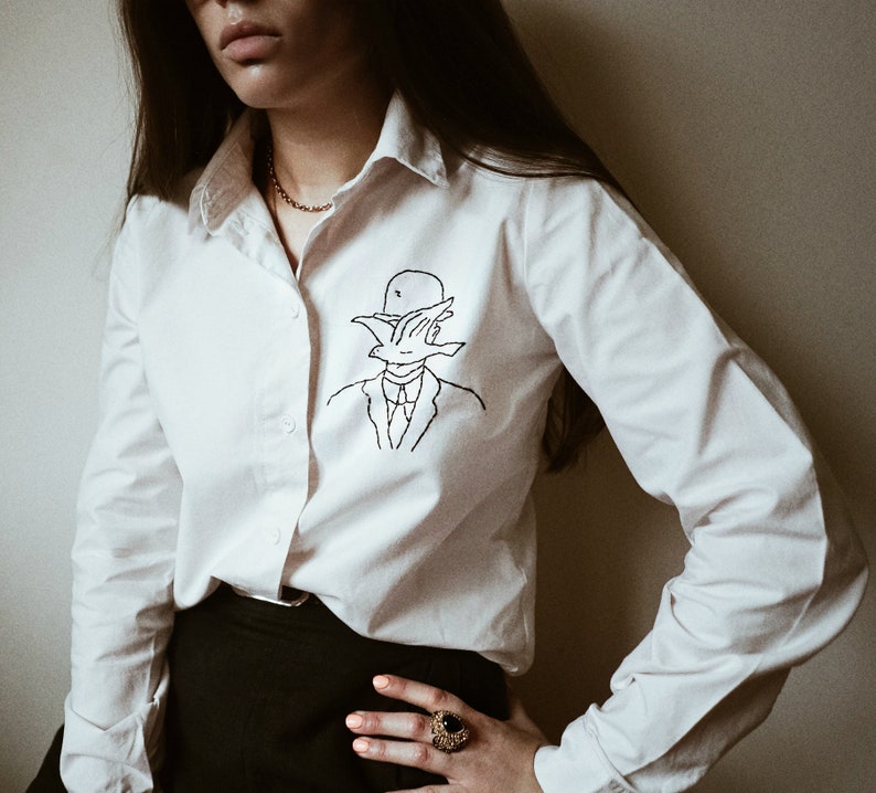 Hand embroidered Magritte white shirt image 3