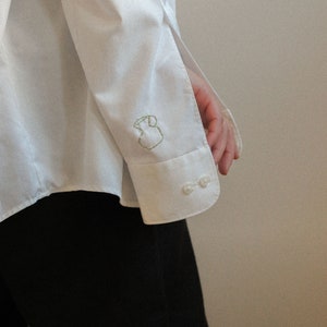 Reworked Vintage Hand Embroidered Unisex Shirt in White image 7