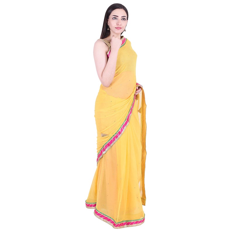semi chiffon stone work saree