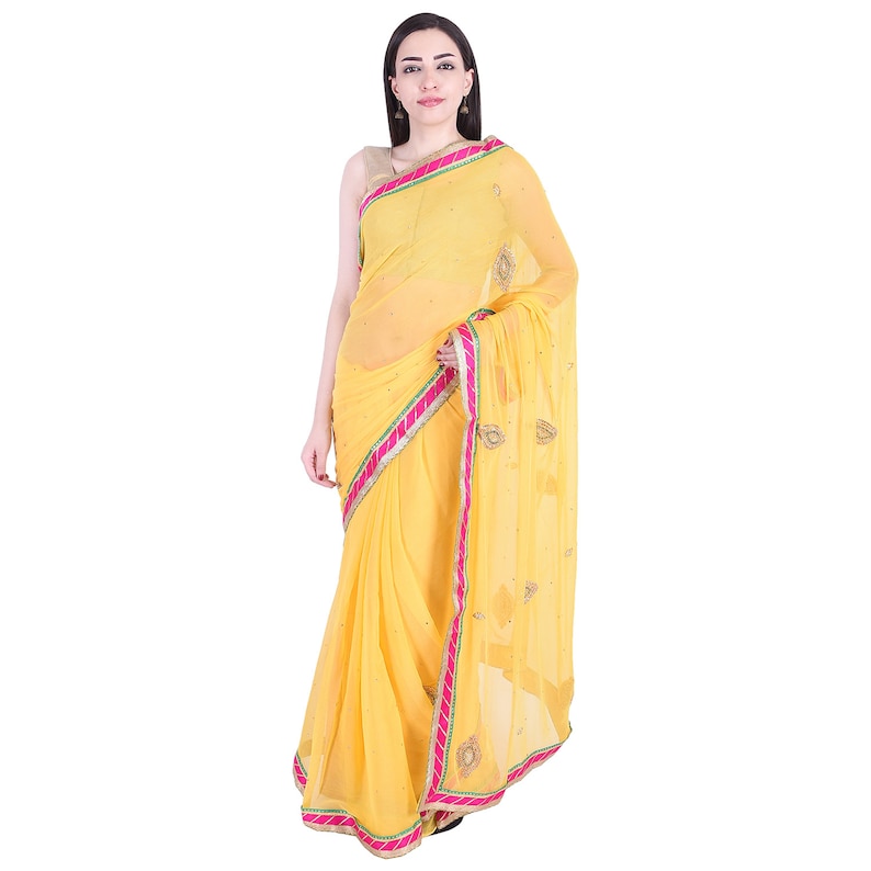 semi chiffon stone work saree