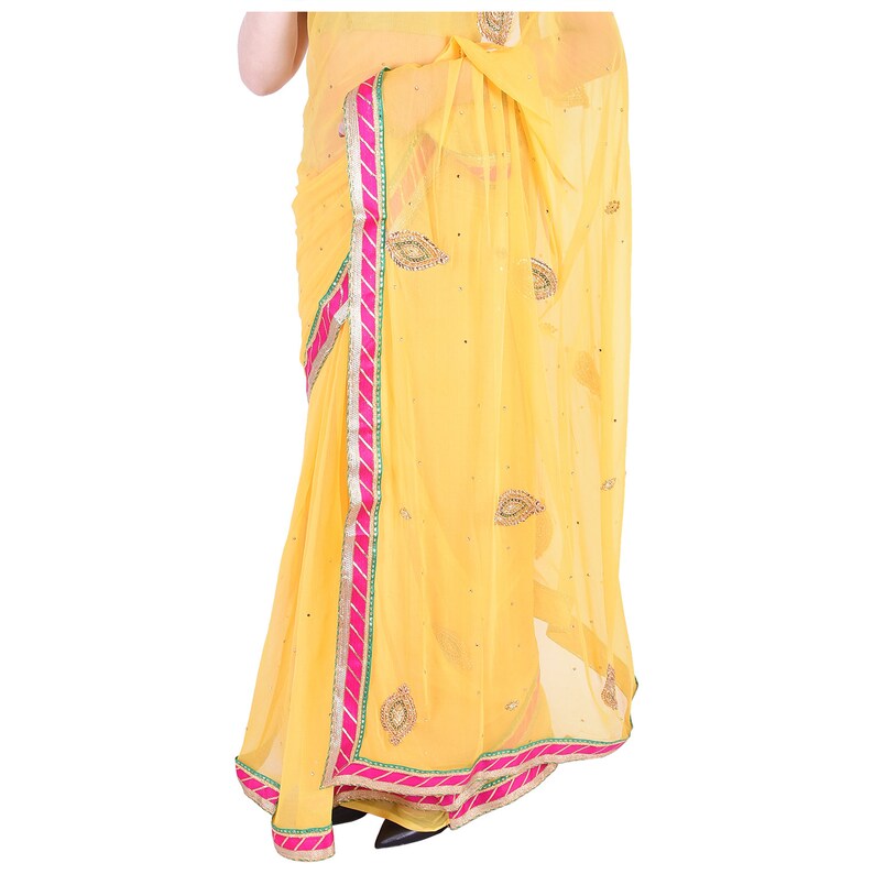 semi chiffon stone work saree