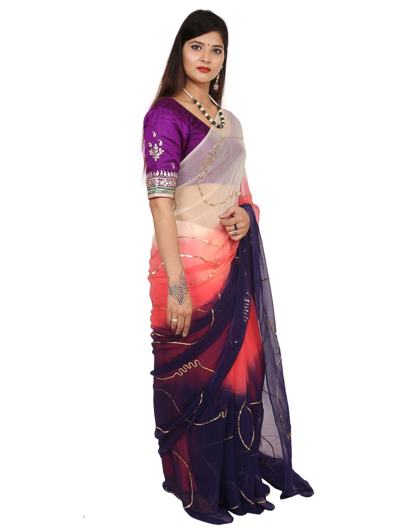 beautiful multy color chiffon saree with full jaal secquence work